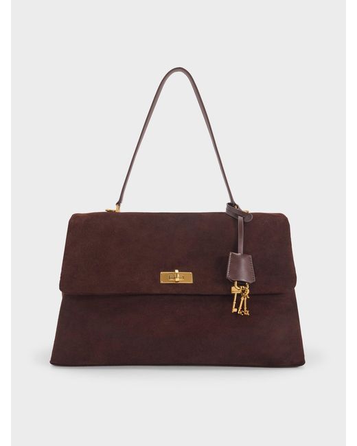 Charles & Keith Brown Kerry Top Handle Satchel Bag