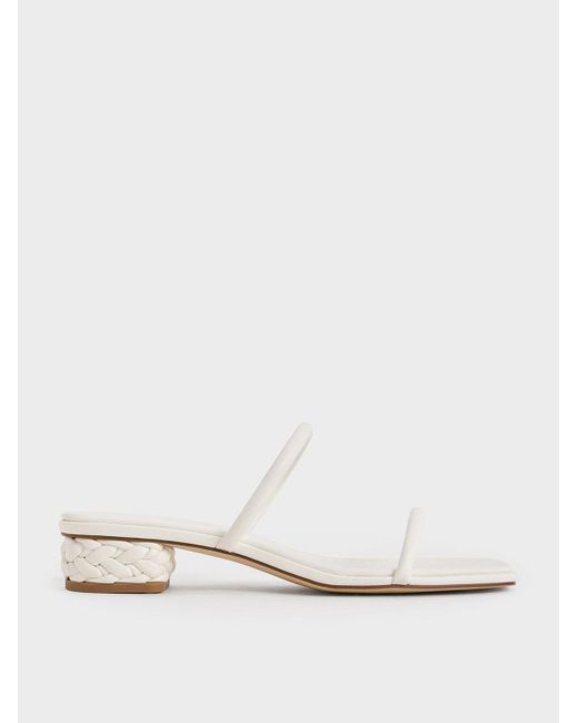 Charles & Keith Natural Double-strap Braided-heel Mules