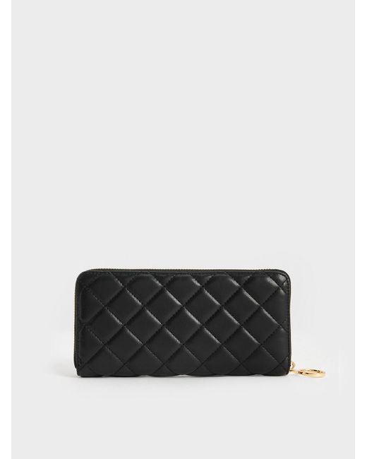 Charles & Keith Black Cressida Quilted Long Wallet