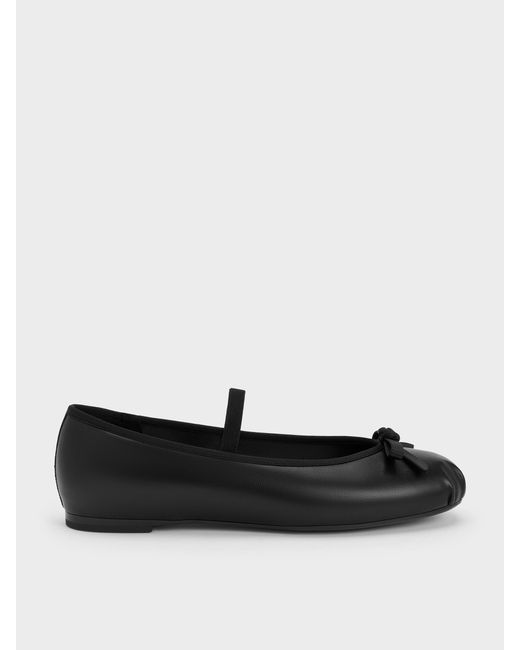 Charles & Keith Black Kelis Rose-Bow Mary Jane Flats