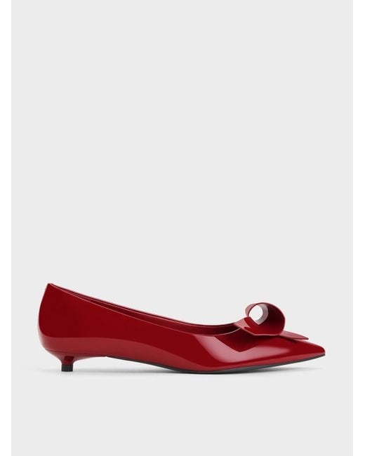 Charles & Keith Red Sculptural Knot Pointed-toe Flats