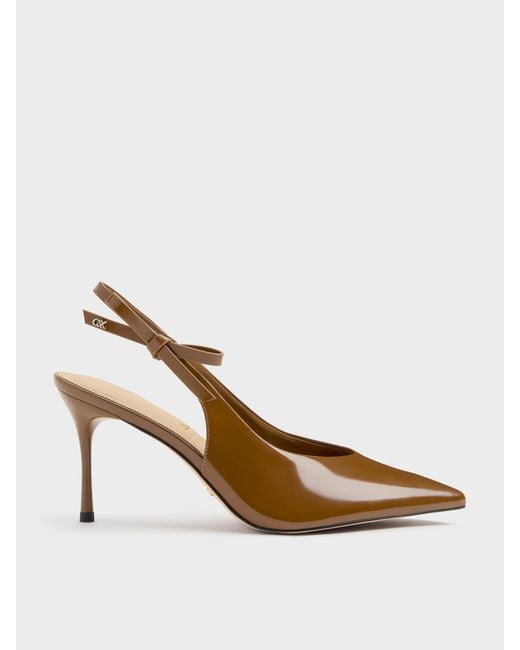 Charles & Keith Brown Anastasia Leather Slingback Pumps