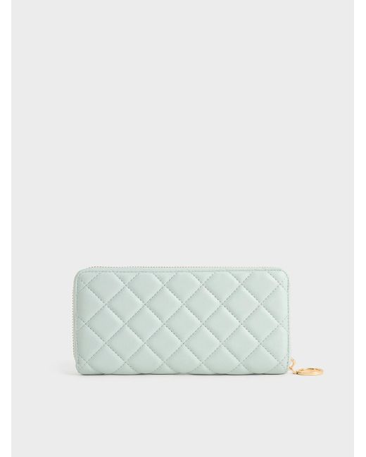 Charles & Keith Blue Cressida Quilted Long Wallet