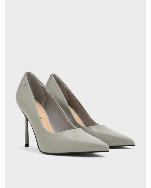 Charles & Keith White Kyra Leather Pointed-toe Pumps