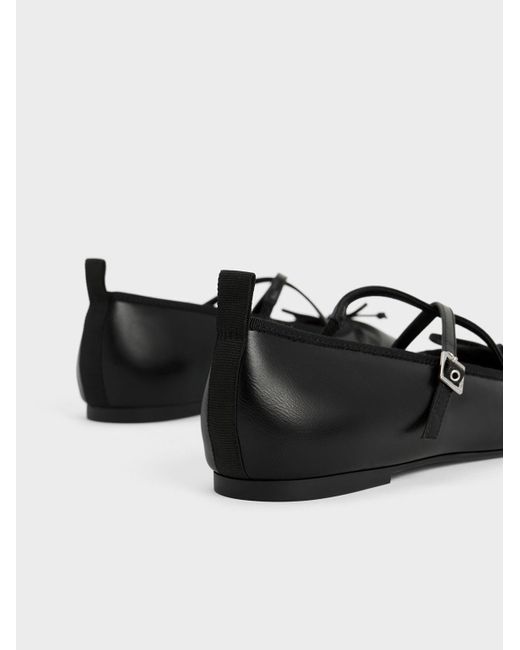 Charles & Keith Black Crossover-strap Mary Jane Flats