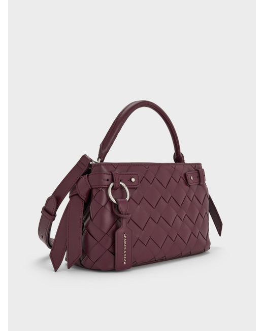 Charles & Keith Purple Ivette Woven Top Handle Bag