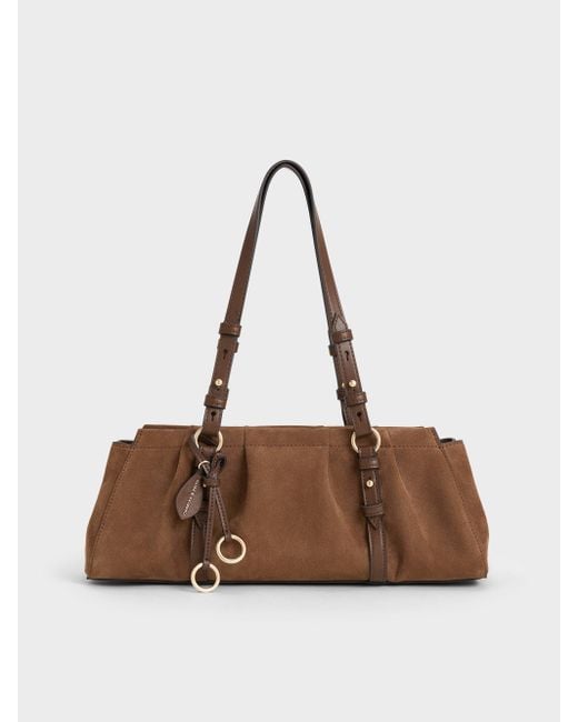 Charles & Keith Brown Britton Elongated Shoulder Bag