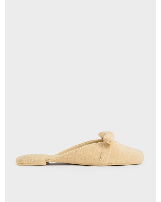 Charles & Keith Natural Loey Textured Knotted Mules