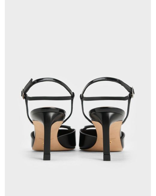 Charles & Keith White Leather Kitten-Heel Ankle-Strap Pointed-Toe Pumps