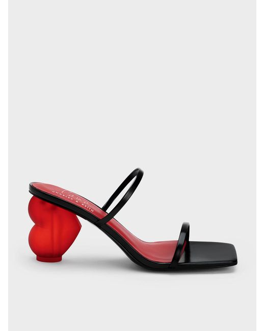 Charles & Keith Red Heart Heel Strappy Sandals