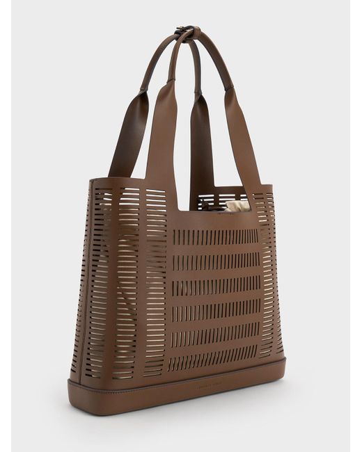 Charles & Keith Brown Delphi Cut-out Tote Bag