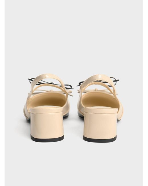 Charles & Keith Natural Dorri Two-tone Double-bow Slingback Pumps