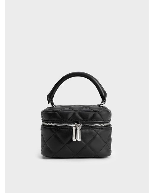 Charles & Keith Black Quilted Vanity Pouch
