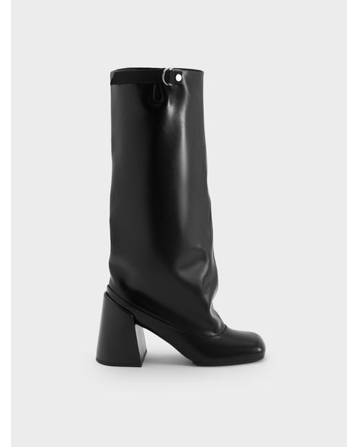 Charles & Keith Black Robbie Heeled Knee-high Boots