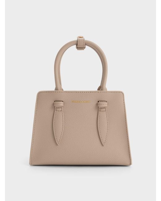 Charles & Keith Natural Allyn Structured Trapeze Tote Bag