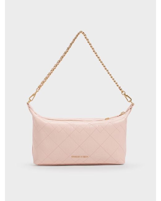 Charles & Keith Pink Duo Quilted Shoulder Bag