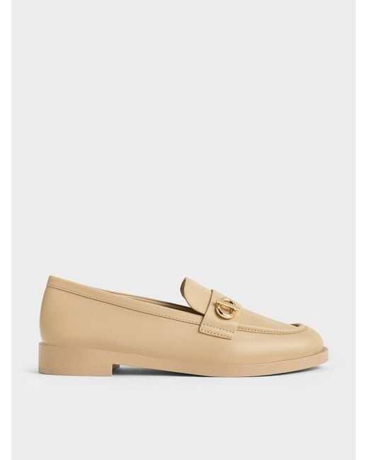 Charles & Keith Natural Metallic-accent Loafers