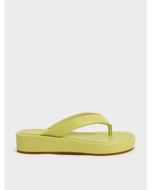 Charles & Keith Padded Platform Thong Sandals in Lime (Yellow) - Lyst