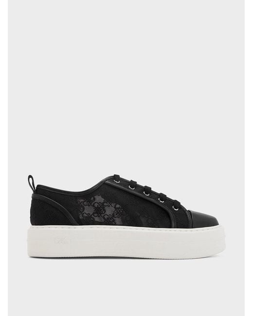 Charles & Keith Black Mesh Flatform Sneakers