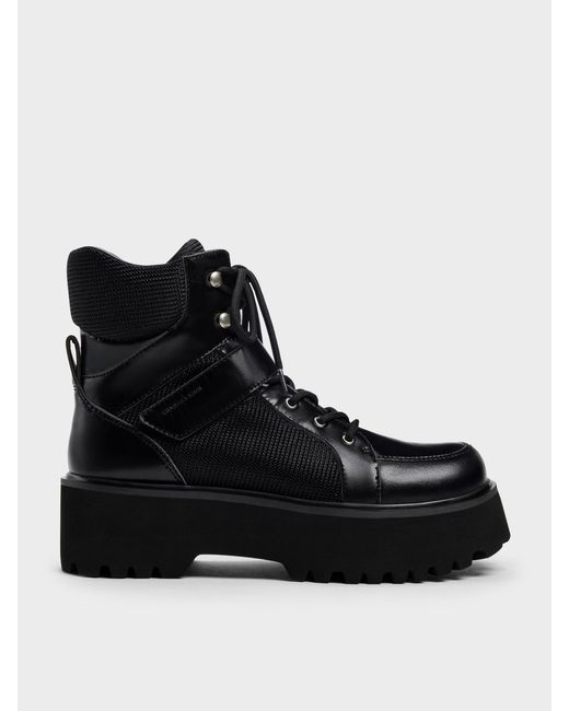 Charles & Keith Black Eliot Platform Combat Boots
