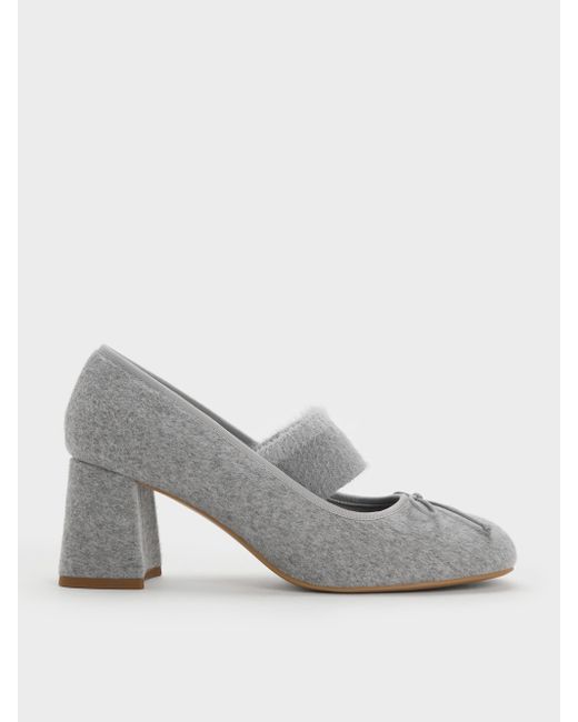 Charles & Keith Gray Winona Felt Mary Jane Pumps