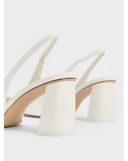 Charles & Keith White Trapeze Heel Slingback Pumps