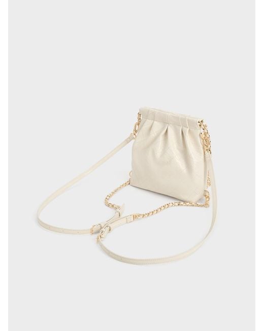 Charles & Keith White Duo Chain-handle Two-way Backpack