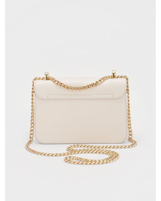 Charles & Keith Natural Alva Quilted Chain-Handle Bag