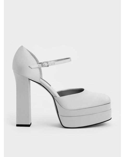white satin platform