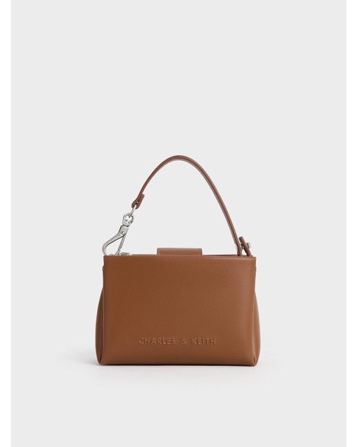 Charles & Keith Brown Bosie Top Handle Pouch