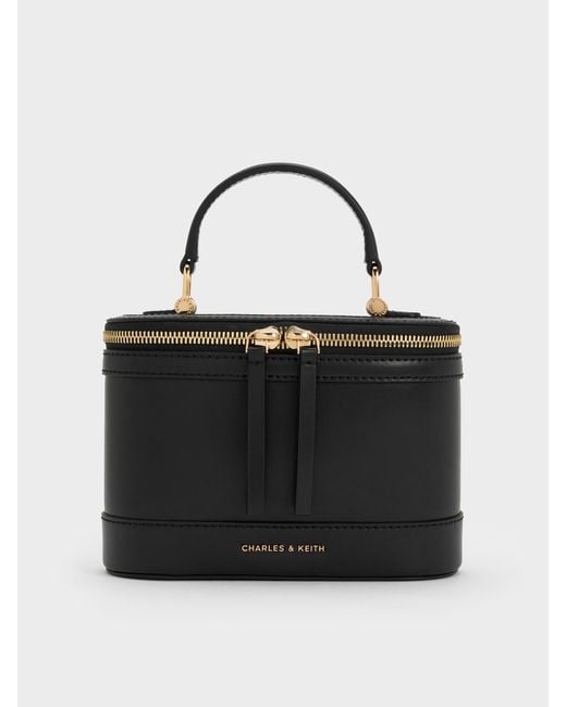 Charles & Keith Black Enola Top Handle Vanity Bag