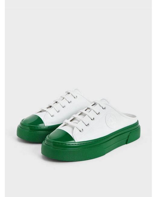 Charles & Keith Green Kay Two-tone Slip-on Sneakers