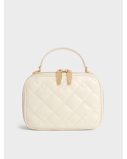 Charles & Keith Natural Duo Quilted Vanity Bag