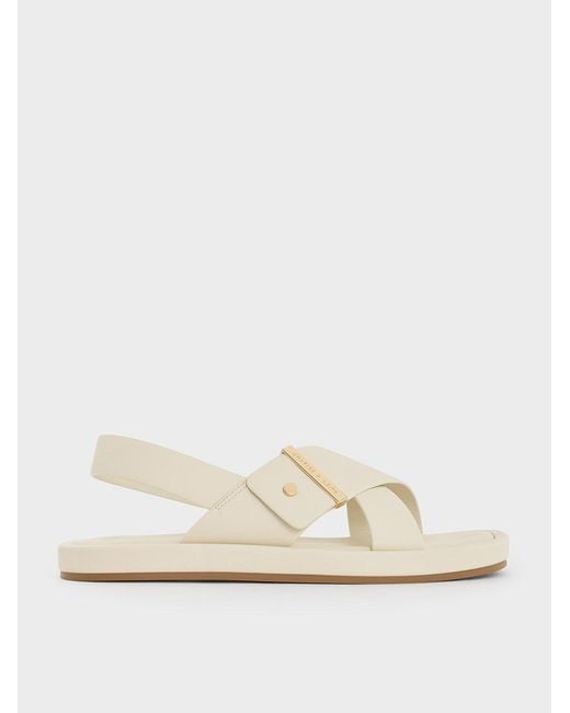 Charles & Keith Natural Audra Crossover Slingback Sandals