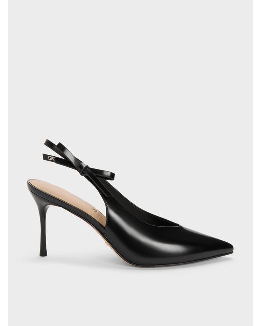 Charles & Keith Black Anastasia Leather Slingback Pumps