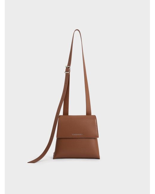 Charles & Keith Brown Marceline Trapeze Crossbody Bag
