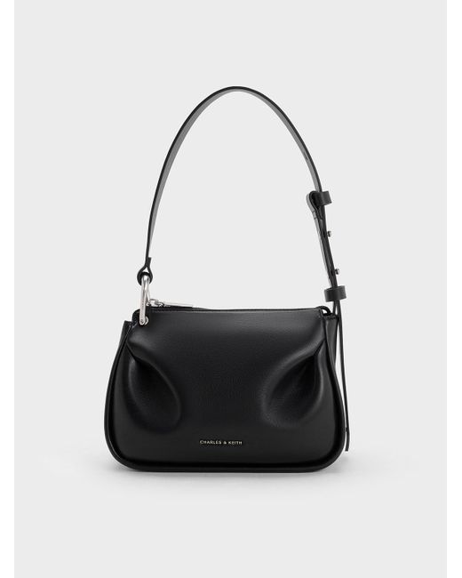 Charles & Keith Black Lumen Padded Crossbody Bag