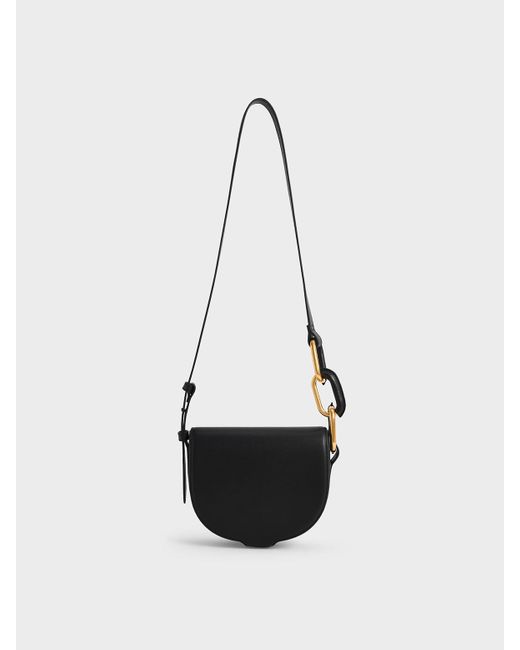 Charles & Keith Denim Kora Saddle Crossbody Bag in Black Lyst