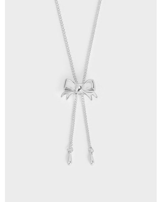 Charles & Keith White Paige Ribbon Necklace