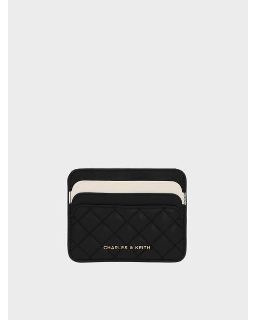 Charles & Keith Black Cleo Two-Tone Quilted Card Holder