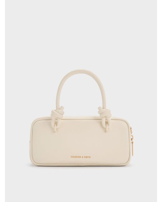 Charles & Keith Natural Sammie Knotted-Handle Elongated Bag