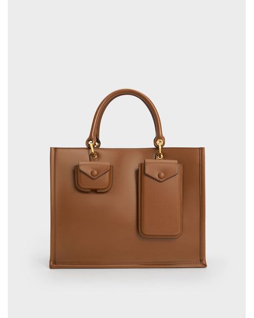 Charles & Keith Brown Amber Multi-pouch Tote Bag
