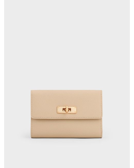 Charles & Keith Natural Tricha Turn-Lock Wallet
