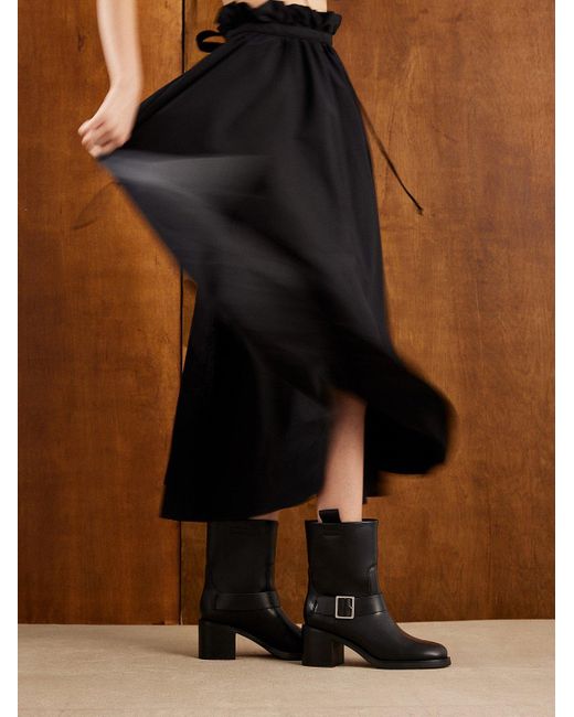 Charles & Keith Black Kailey Side-buckle Ankle Boots