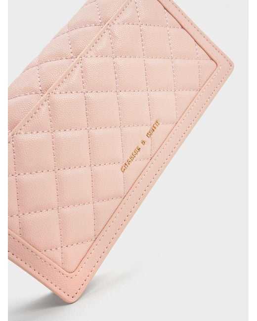 Charles & Keith Pink Micaela Quilted Long Wallet
