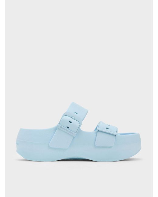 Charles & Keith Blue Bunsy Double-strap Sports Sandals