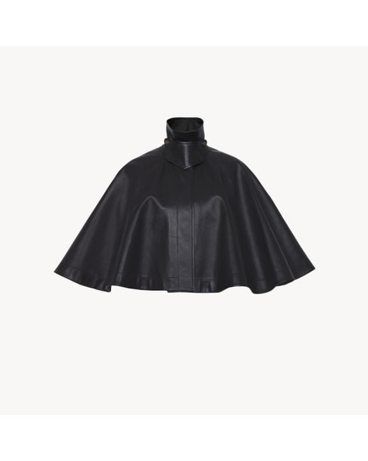 Chloé Black Short Cape In Soft Nappa Leather