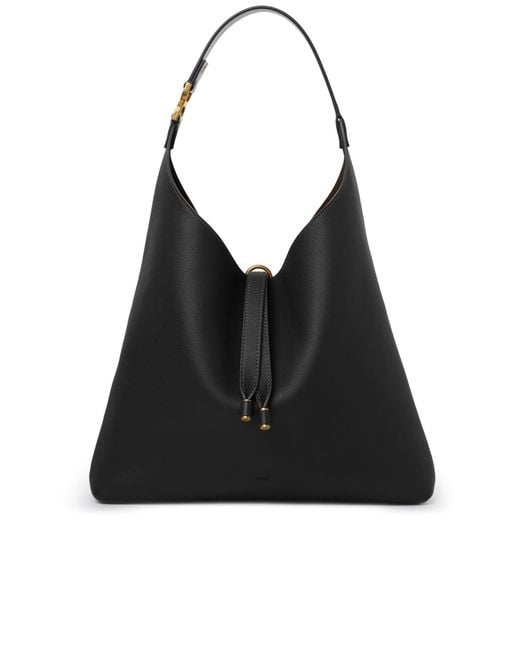 Chloé Black Marcie Hobo Bag In Grained Leather