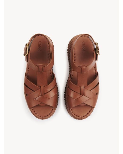 Chloé Brown Nama Wedge Sandal