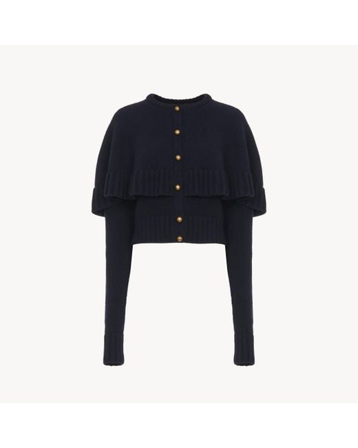 Chloé Blue Cape Cardigan In Wool & Cashmere